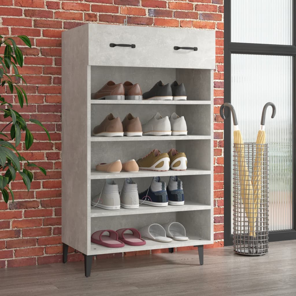 Berkfield Shoe Cabinet Concrete Grey 60x35x105 cm Engineered Wood