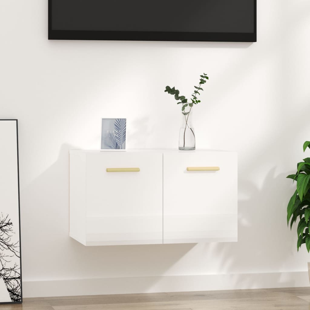Berkfield Wall Cabinet High Gloss White 60x 36.5x35 cm Engineered Wood