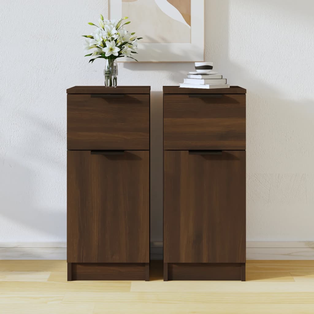 Berkfield Sideboards 2 pcs Brown Oak 30x30x70 cm Engineered Wood