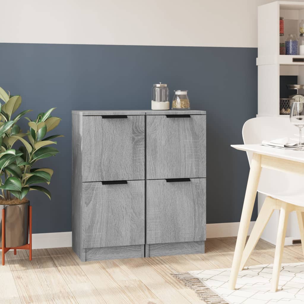 Berkfield Sideboards 2 pcs Grey Sonoma 30x30x70 cm Engineered Wood