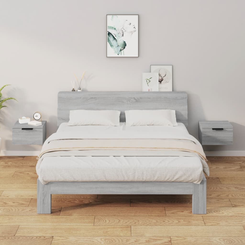 Berkfield Wall-mounted Bedside Cabinets 2 pcs Grey Sonoma 34x30x20 cm