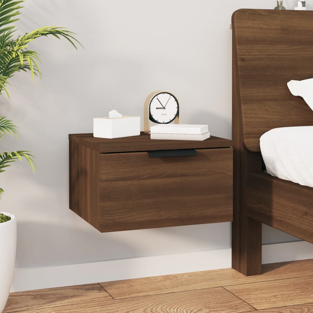 Berkfield Wall-mounted Bedside Cabinet Brown Oak 34x30x20 cm