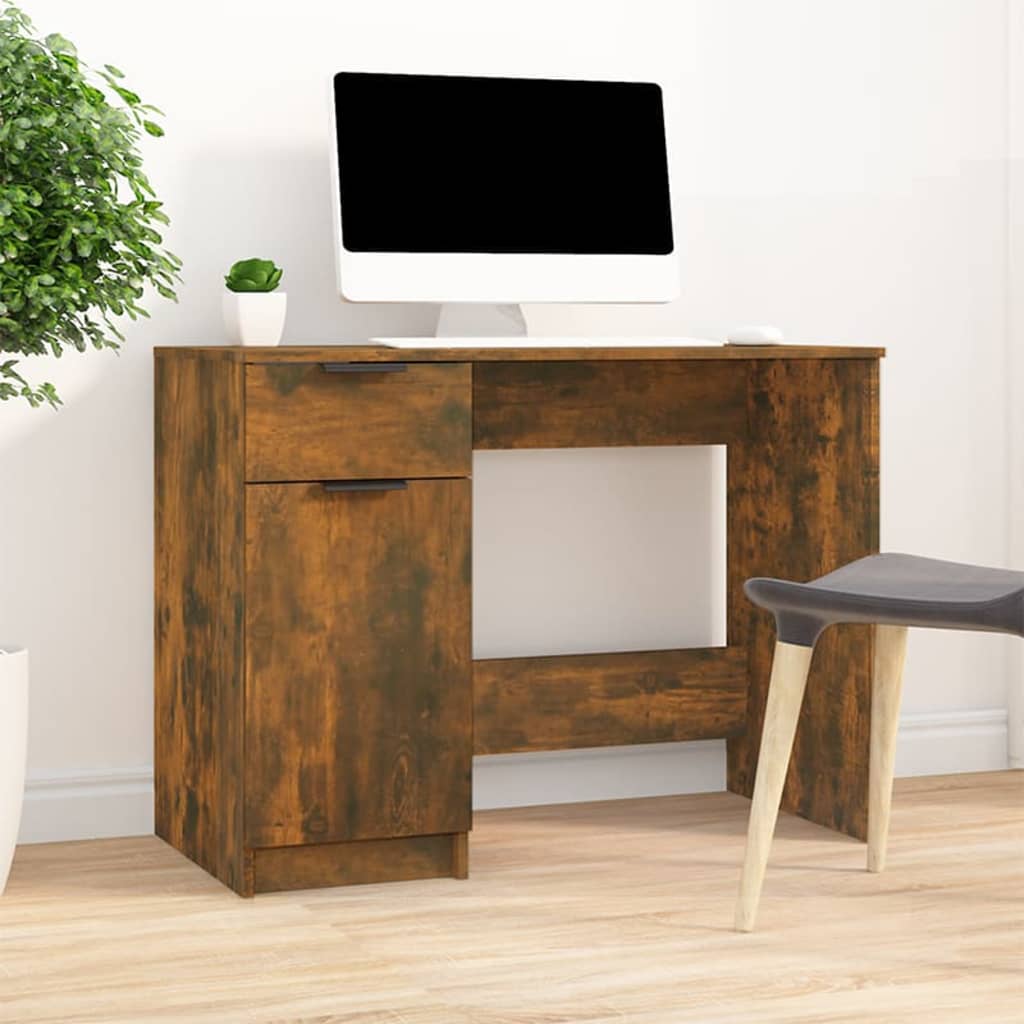 Berkfield Desk Smoked Oak 100x50x75 cm Engineered Wood