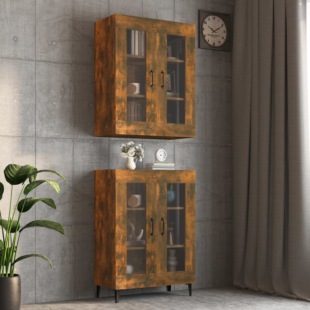 Berkfield Hanging Wall Cabinet Smoked Oak 69.5x34x90 cm