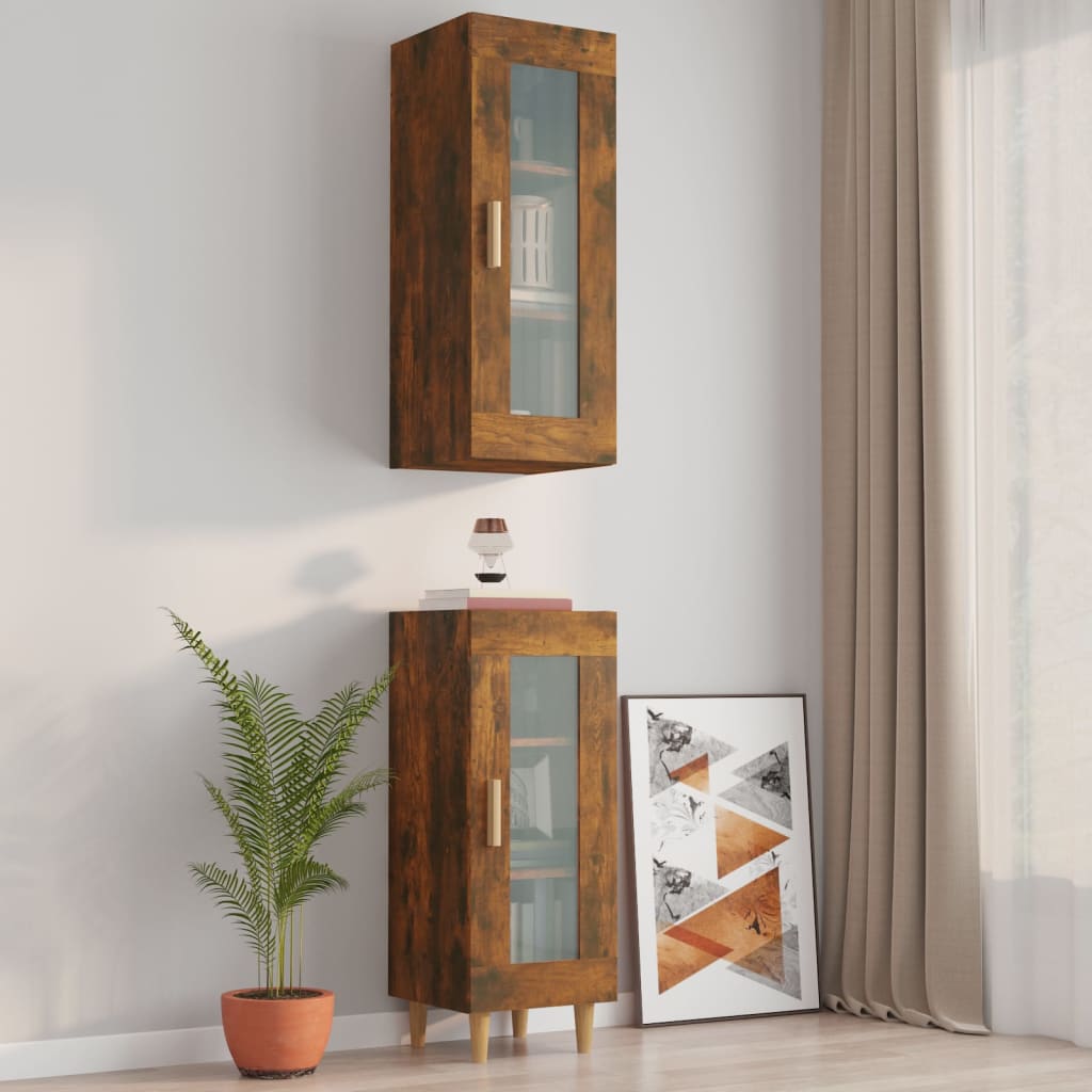 Berkfield Hanging Wall Cabinet Smoked Oak 34.5x34x90 cm