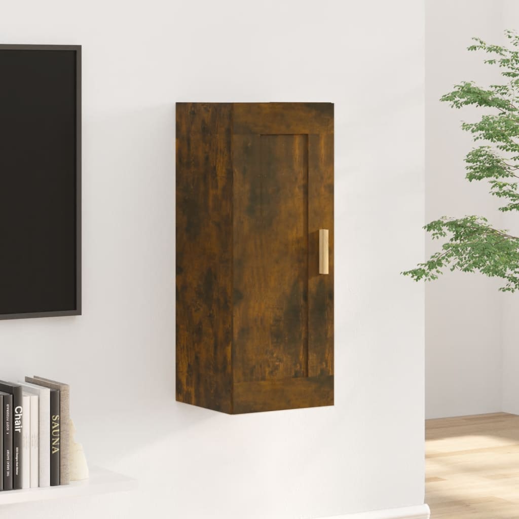Berkfield Wall Cabinet Smoked Oak 35x34x90 cm Engineered Wood