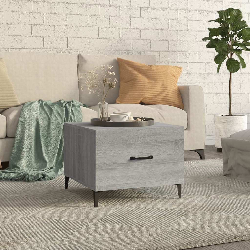 Berkfield Coffee Table with Metal Legs Grey Sonoma 50x50x40 cm