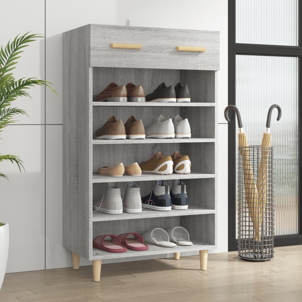 Berkfield Shoe Cabinet Grey Sonoma 60x35x105 cm Engineered Wood
