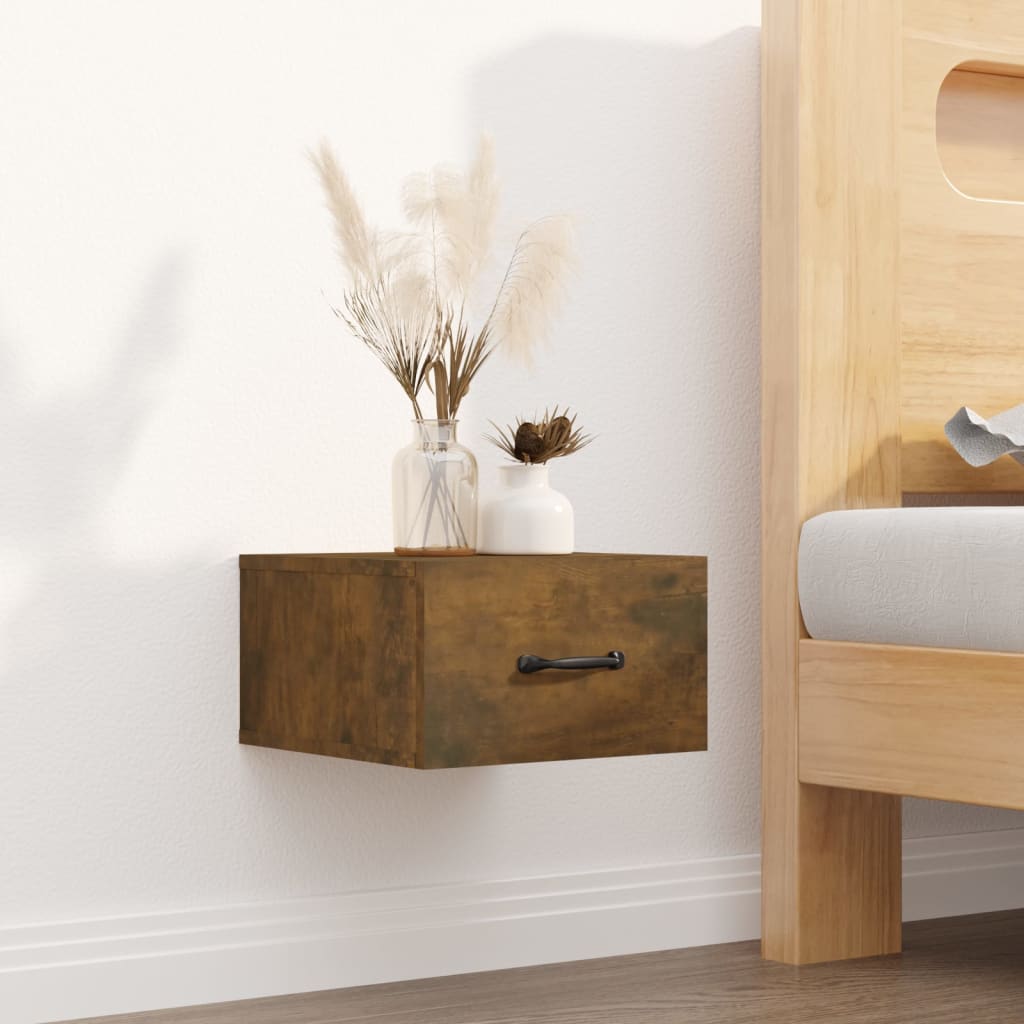 Berkfield Wall-mounted Bedside Cabinet Smoked Oak 35x35x20 cm