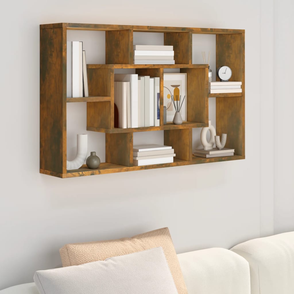 Berkfield Wall Shelf Smoked Oak 85x16x52.5 cm Engineered Wood
