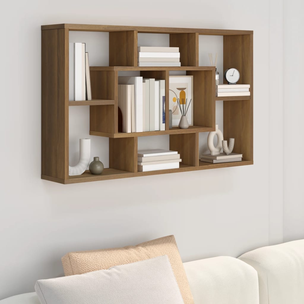 Berkfield Wall Shelf Brown Oak 85x16x52.5 cm Engineered Wood