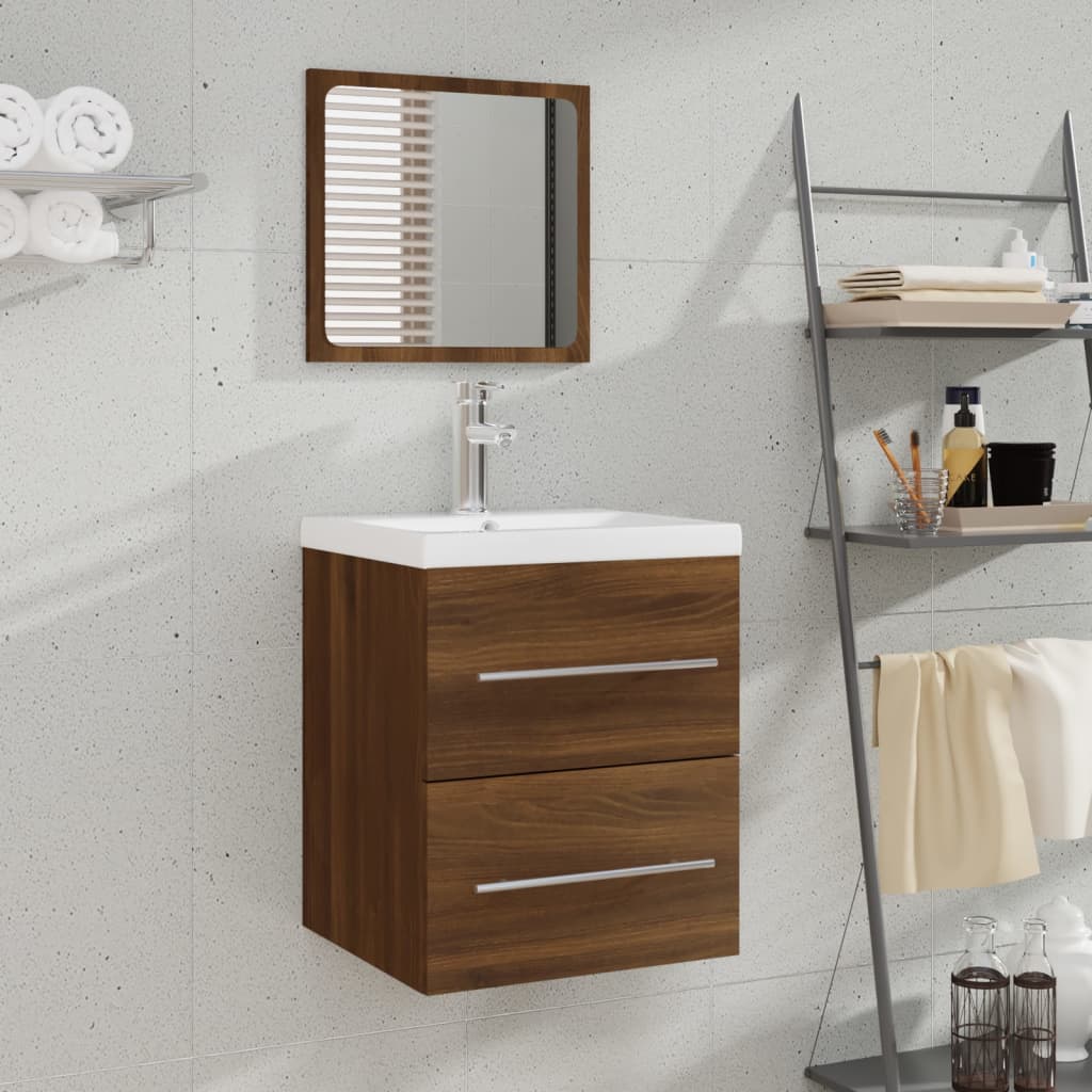 Berkfield Bathroom Cabinet with Mirror Brown Oak 41x38.5x48 cm Engineered Wood