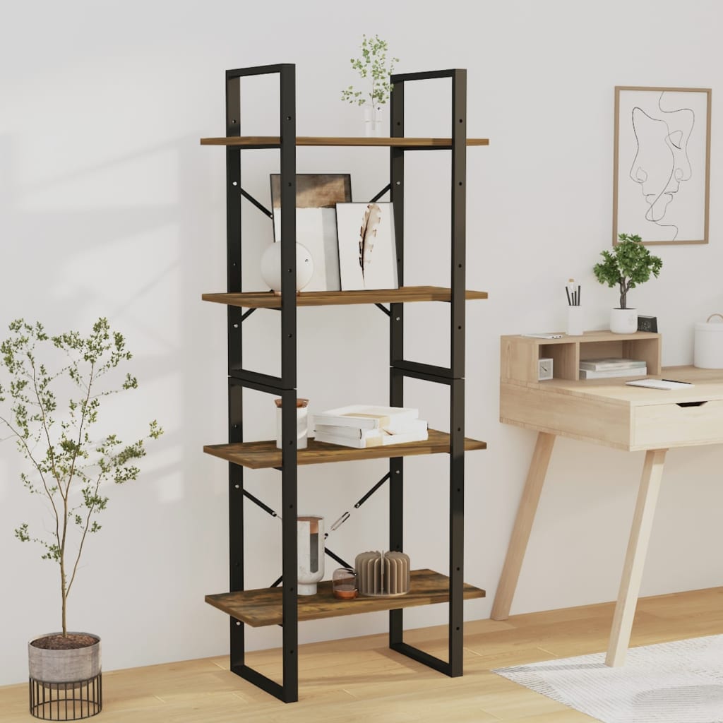 Berkfield 4-Tier Book Cabinet Smoked Oak 60x30x140 cm Engineered Wood