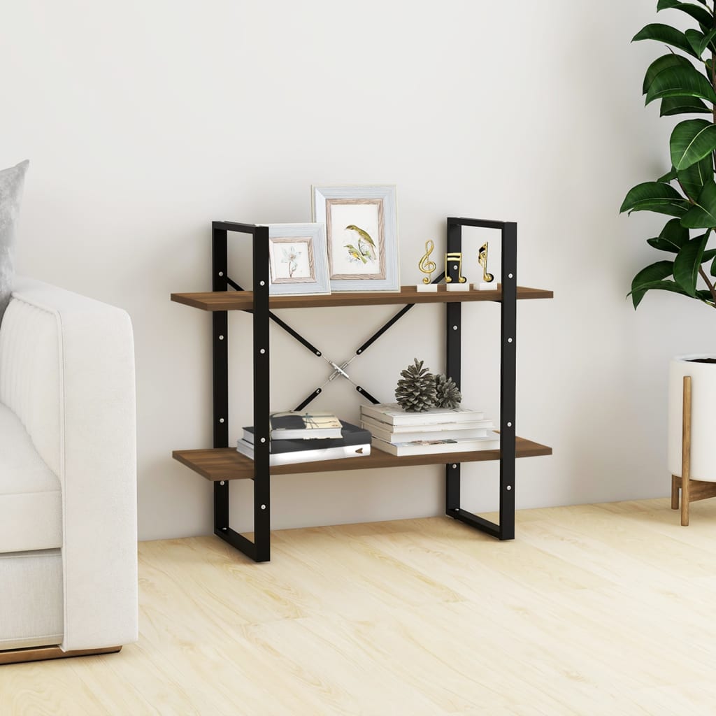 Berkfield 2-Tier Book Cabinet Brown Oak 80x30x70 cm Engineered Wood