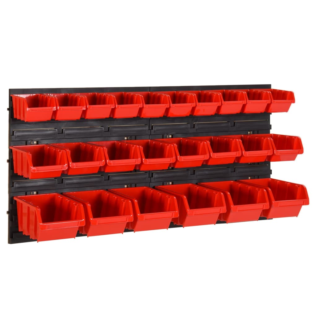 Berkfield 26 Piece Workshop Shelf Set Red and Black 77x39cm Polypropylene