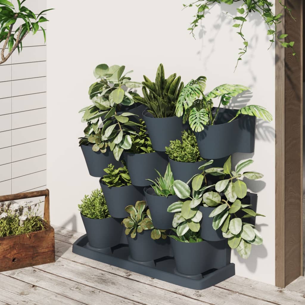 Berkfield Vertical Garden Plant Set 12 pcs Anthracite Polypropylene