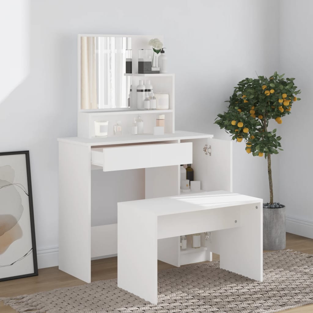 Berkfield Dressing Table Set White 86.5x35x136 cm