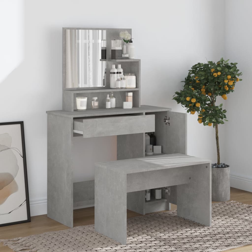 Berkfield Dressing Table Set Concrete Grey 86.5x35x136 cm  Berkfield Home