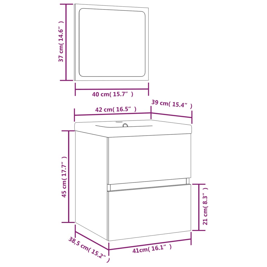 Berkfield Bathroom Sink Cabinet with Basin and Mirror White