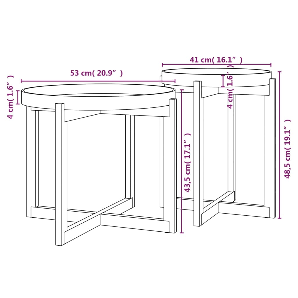 Berkfield Coffee Tables 2 pcs Grey Engineered Wood and Solid Wood Pine