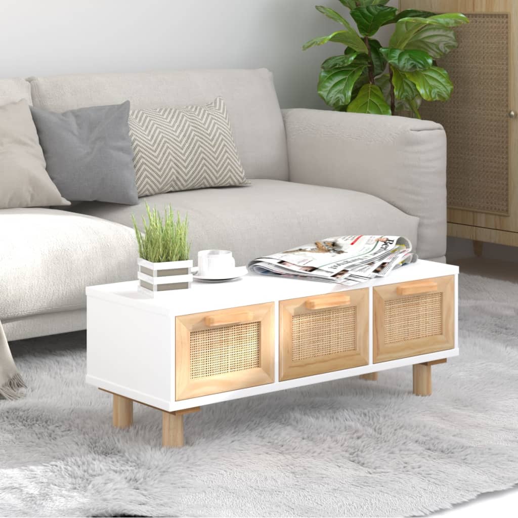 Berkfield Coffee Table White 80x40x30 cm Engineered Wood&Solid Wood Pine