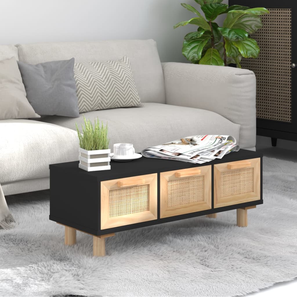 Berkfield Coffee Table Black 80x40x30 cm Engineered Wood&Solid Wood Pine