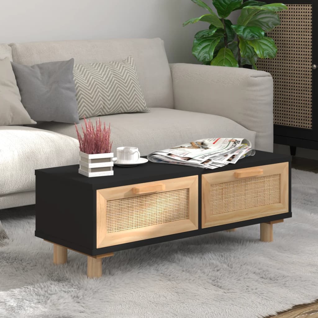 Berkfield Coffee Table Black 80x40x30 cm Engineered Wood&Solid Wood Pine