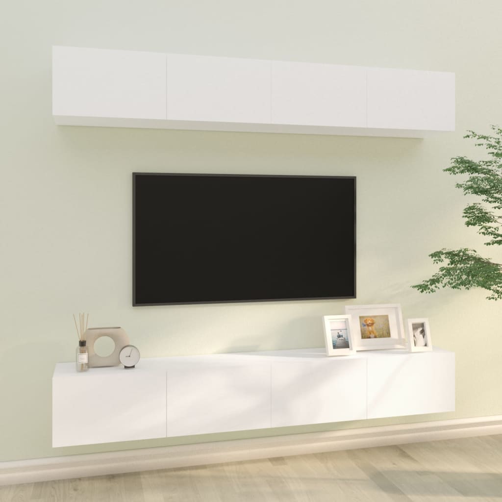 Berkfield Wall TV Cabinets 4 pcs White 100x30x30 cm