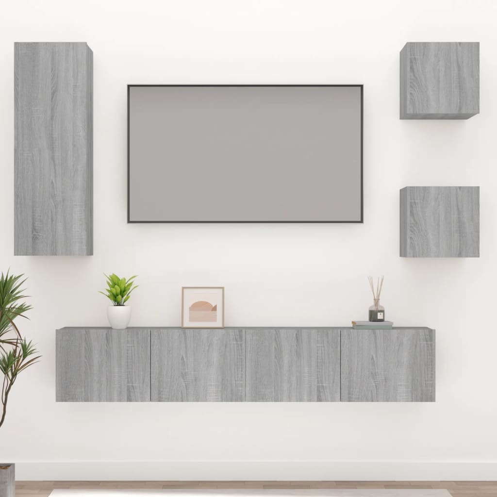Berkfield 5 Piece TV Cabinet Set Grey Sonoma Engineered Wood