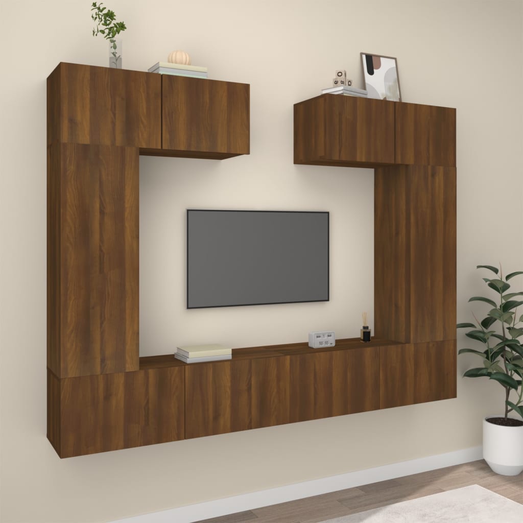 Berkfield 6 Piece TV Cabinet Set Brown Oak Engineered Wood