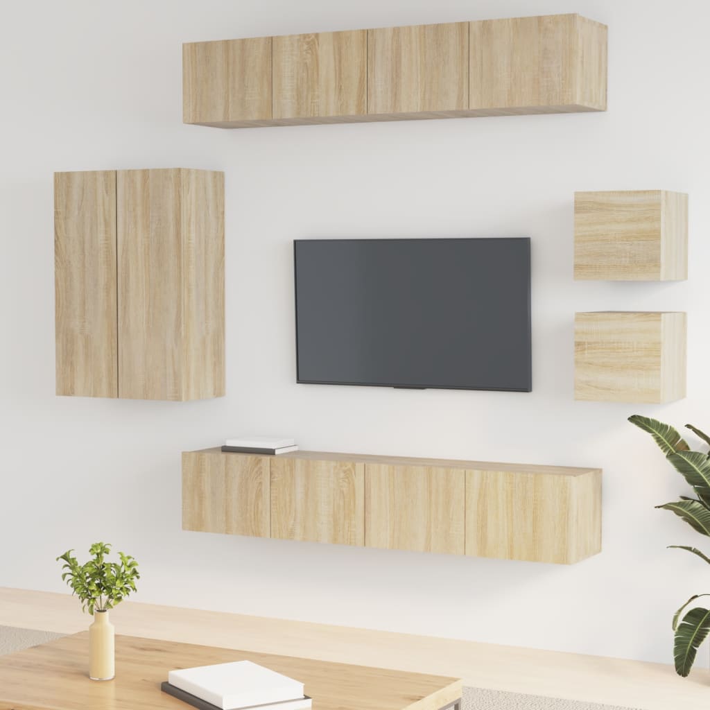 Berkfield 8 Piece TV Cabinet Set Sonoma Oak Engineered Wood