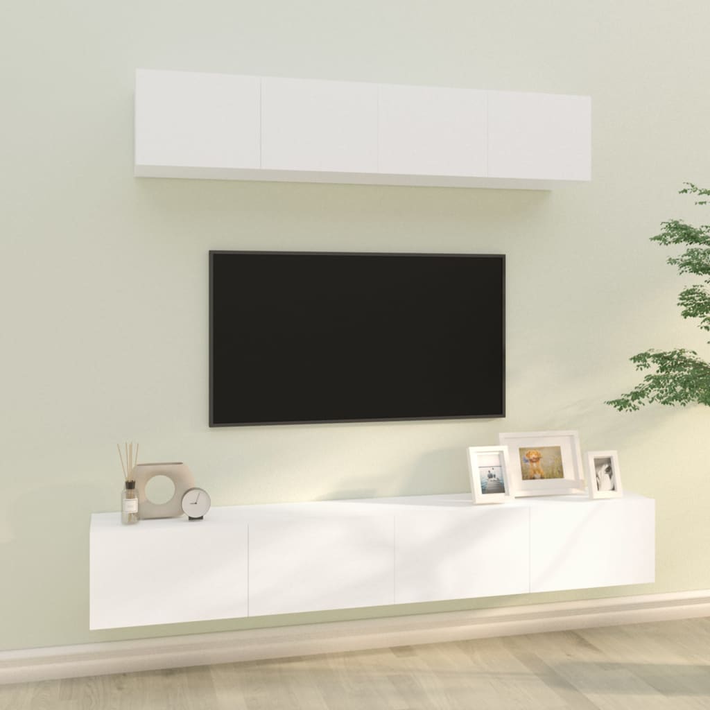 Berkfield 4 Piece TV Cabinet Set White Engineered Wood