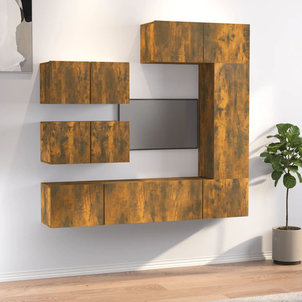 Berkfield 6 Piece TV Cabinet Set Smoked Oak Engineered Wood