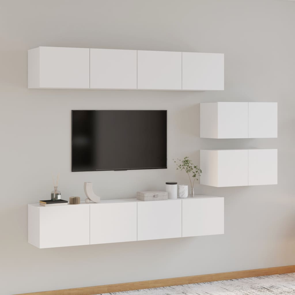 Berkfield 4 Piece TV Cabinet Set High Gloss White Engineered Wood