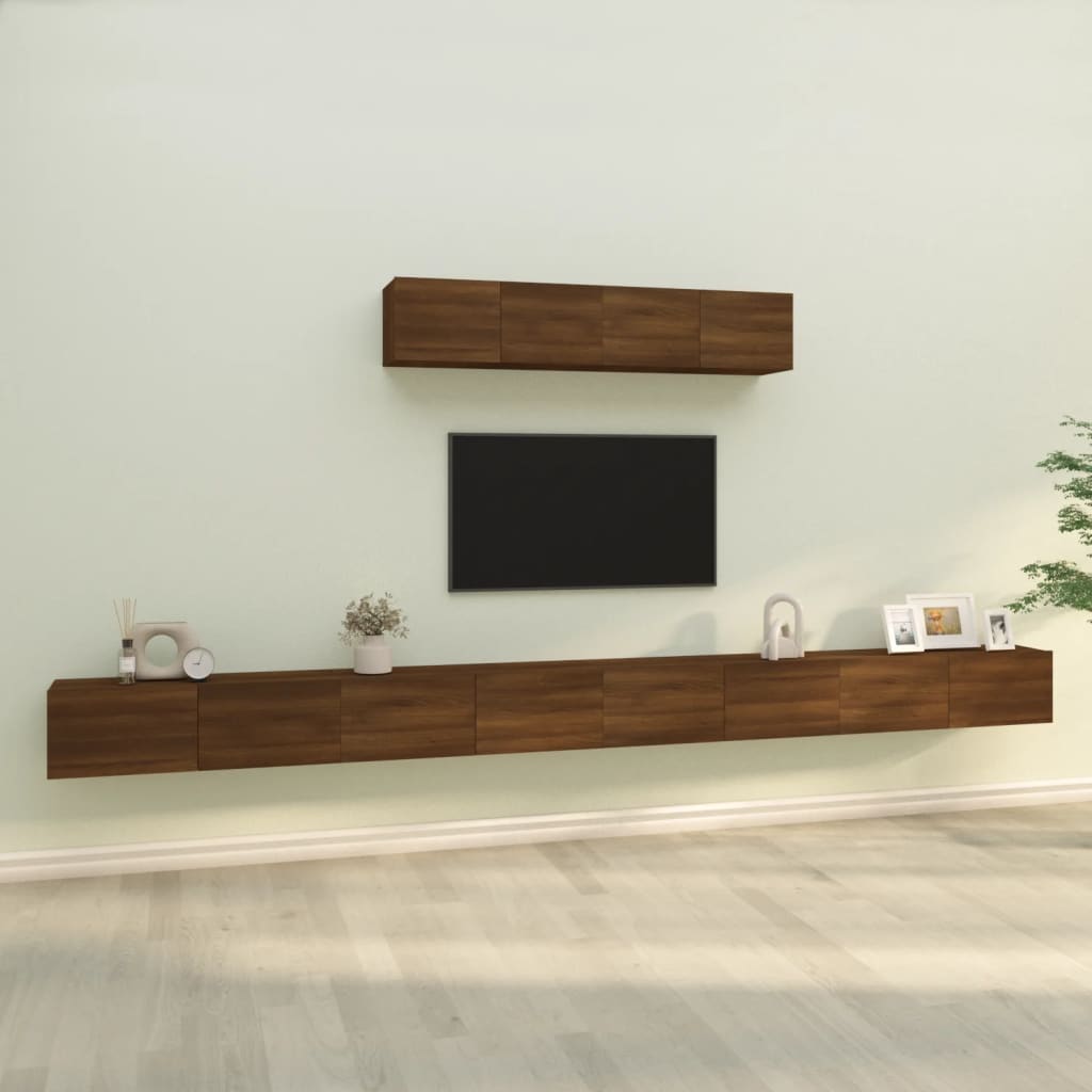 Berkfield 4 Piece TV Cabinet Set Brown Oak Engineered Wood