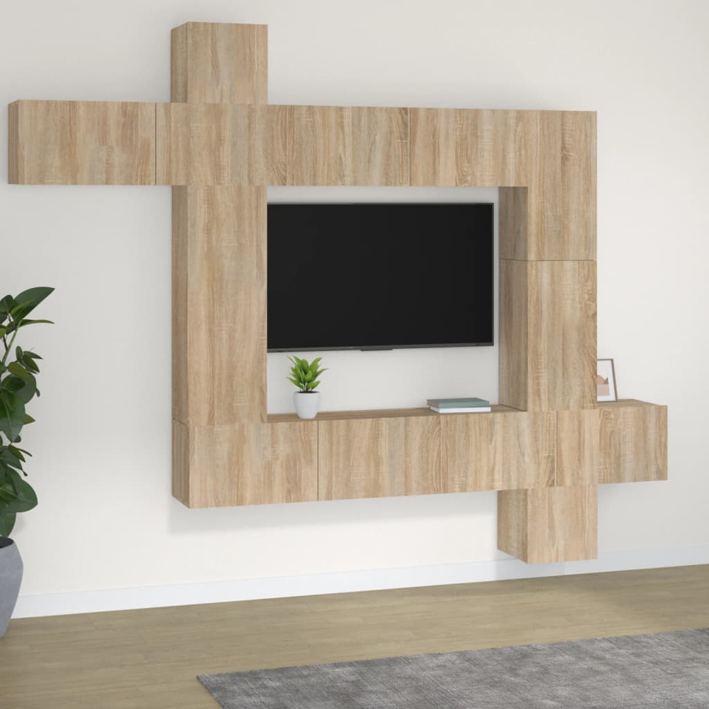 Berkfield 9 Piece TV Cabinet Set Sonoma Oak Engineered Wood
