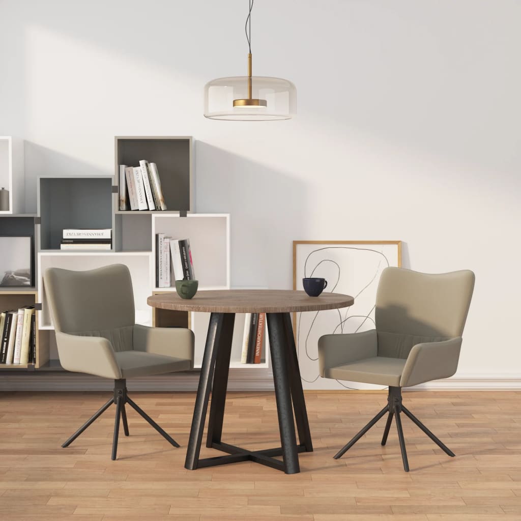 Berkfield Swivel Dining Chairs 2 pcs Light Grey Velvet