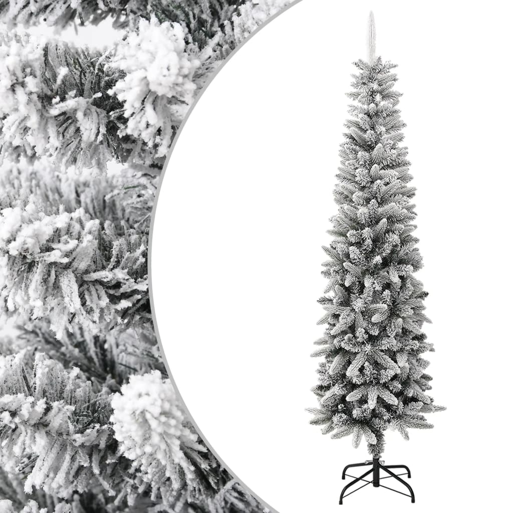 Berkfield Artificial Slim Christmas Tree with Flocked Snow 240 cm PVC&PE