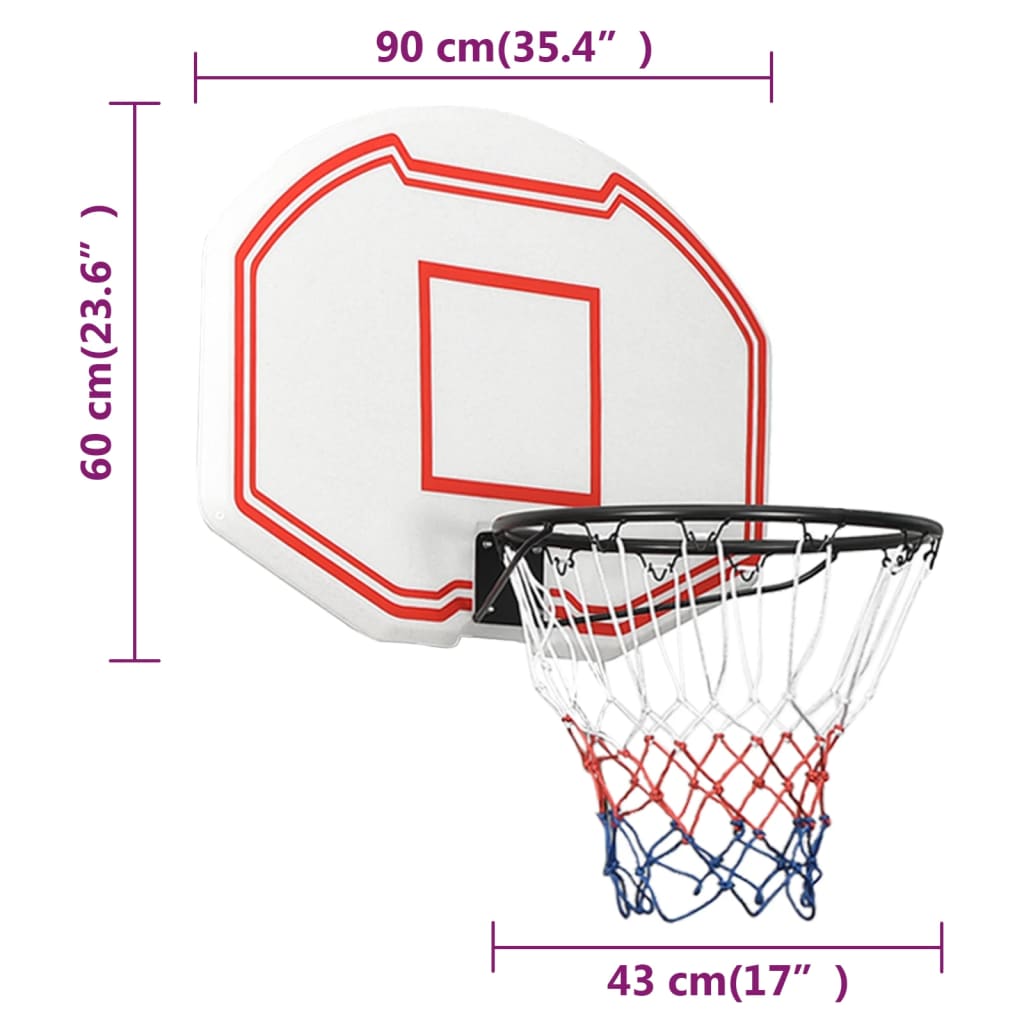 Berkfield Basketball Backboard White 90x60x2 cm Polyethene