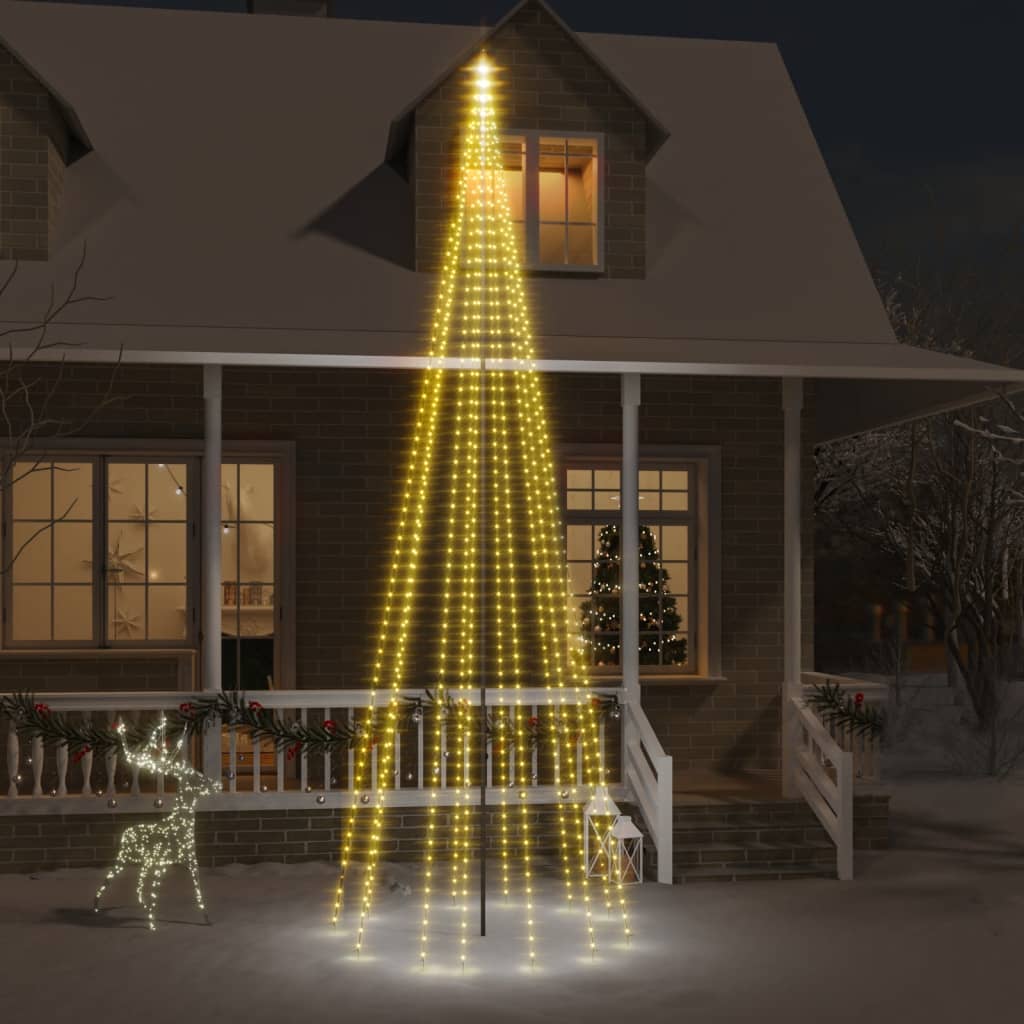 Berkfield Christmas Tree on Flagpole Warm White 732 LEDs 500 cm