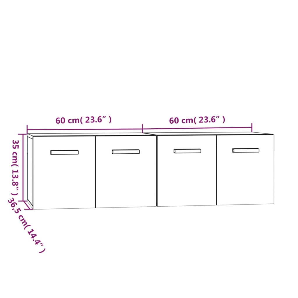 Berkfield Wall Cabinets 2 pcs Concrete Grey 60x36.5x35 cm Engineered Wood