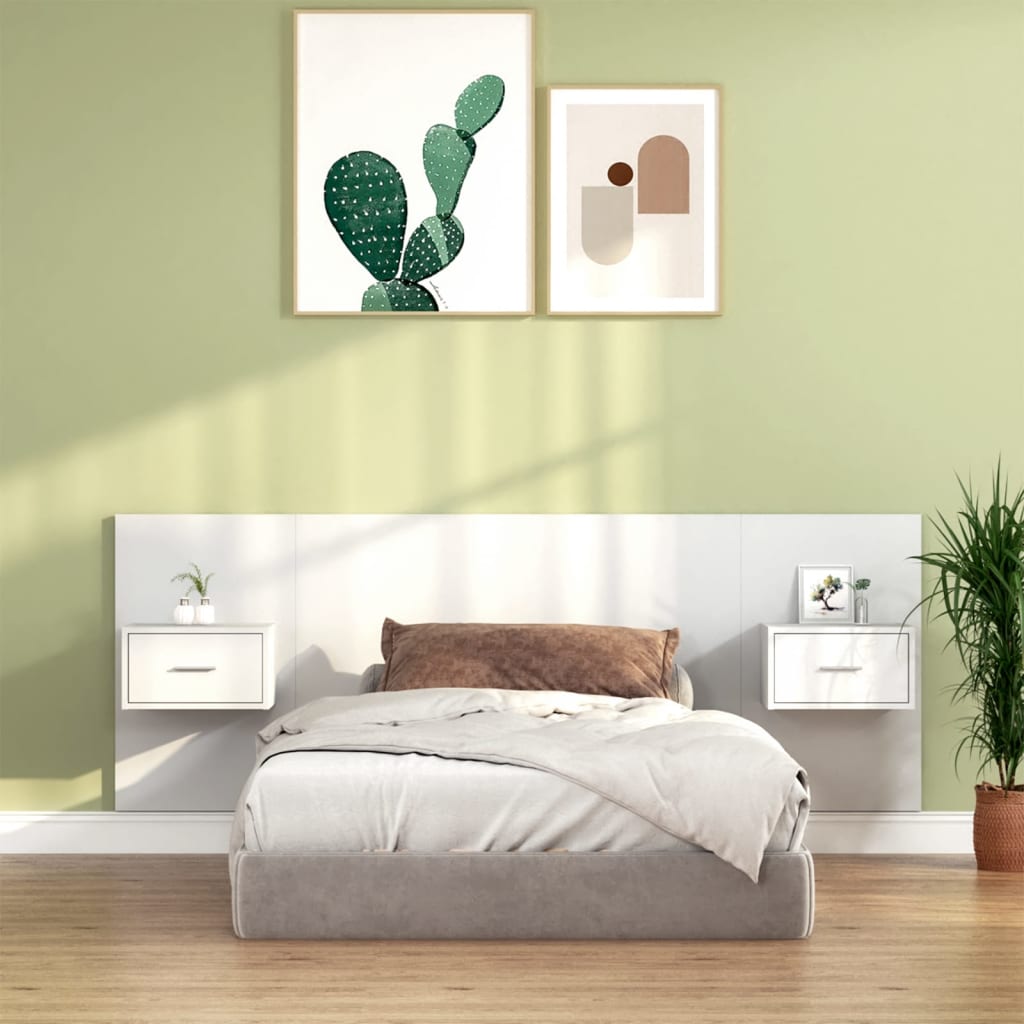 Berkfield Bed Headboard with Cabinets White Engineered Wood