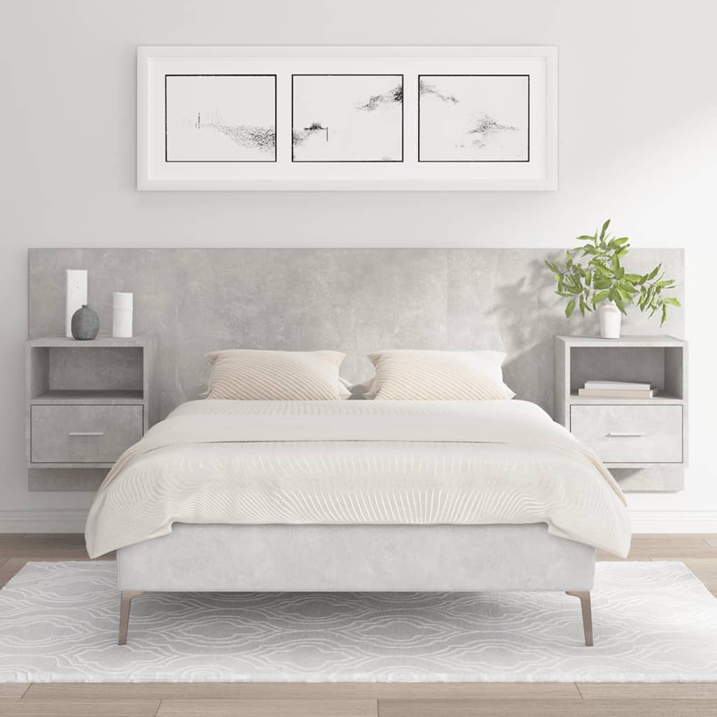 Berkfield Bed Headboard with Cabinets Concrete Grey Engineered Wood