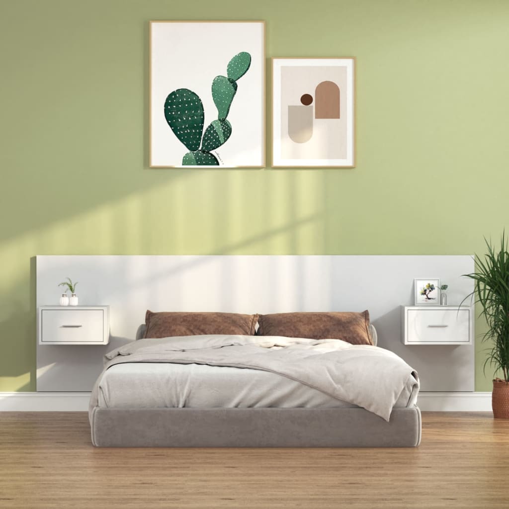 Berkfield Bed Headboard with Cabinets White Engineered Wood