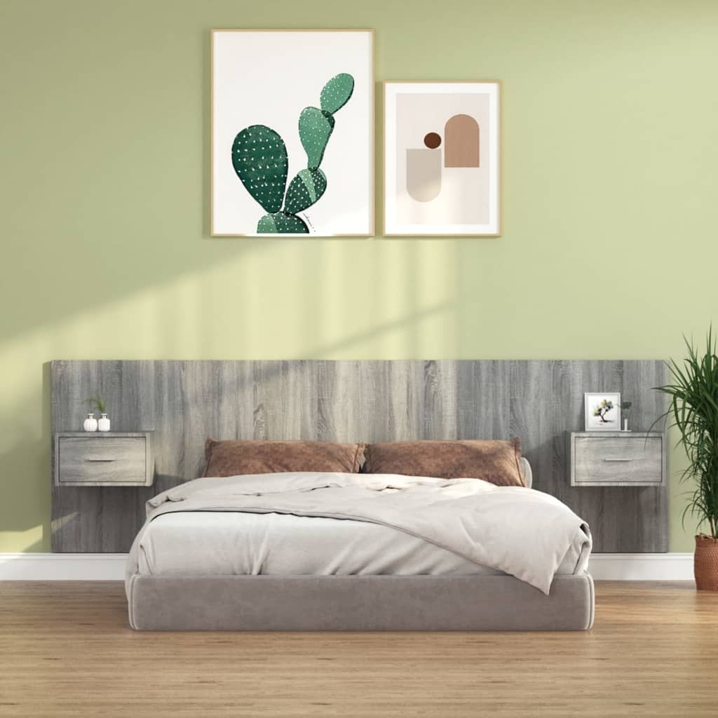 Berkfield Bed Headboard with Cabinets Grey Sonoma Engineered Wood