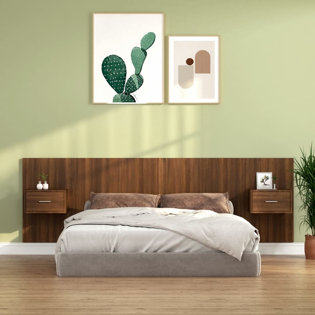 Berkfield Bed Headboard with Cabinets Brown Oak Engineered Wood