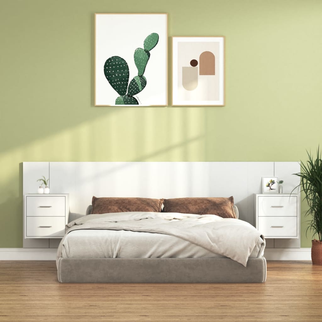 Berkfield Bed Headboard with Cabinets White Engineered Wood