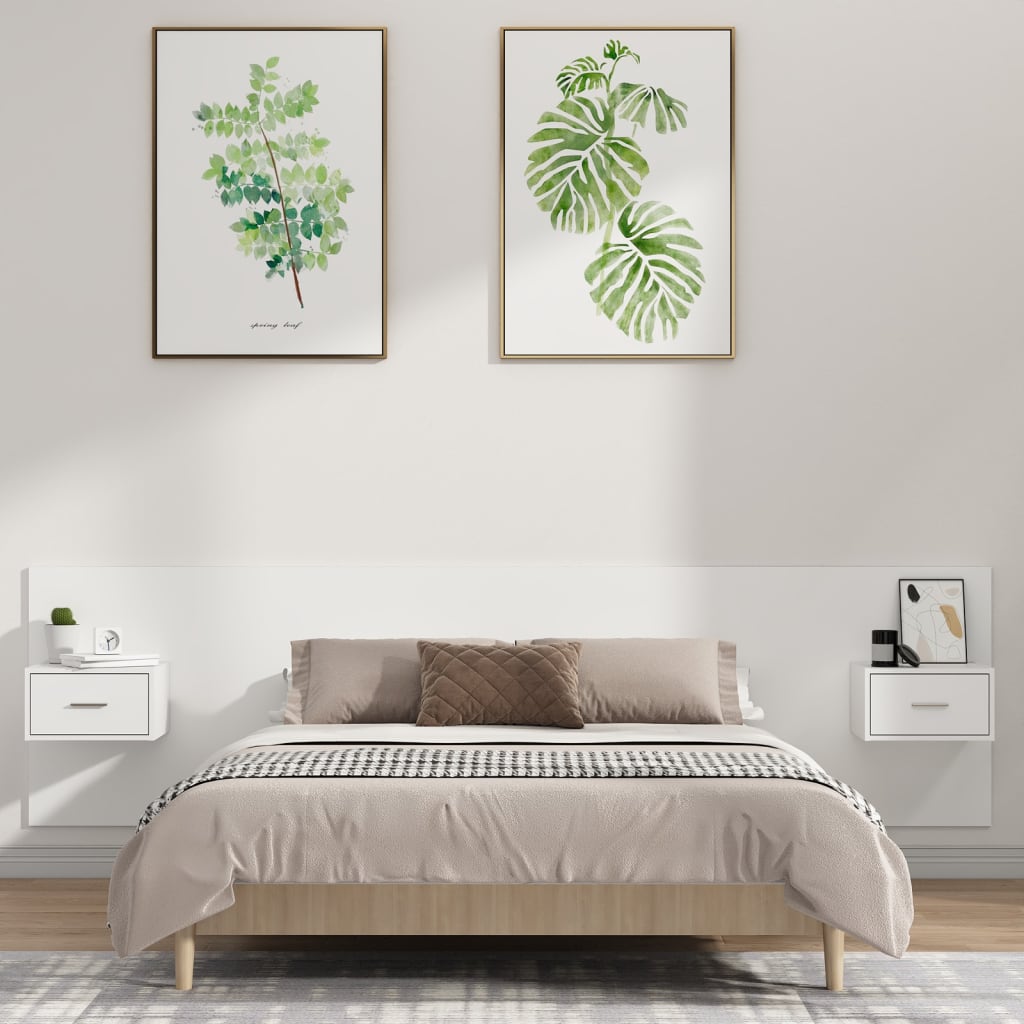 Berkfield Bed Headboard with Cabinets White Engineered Wood