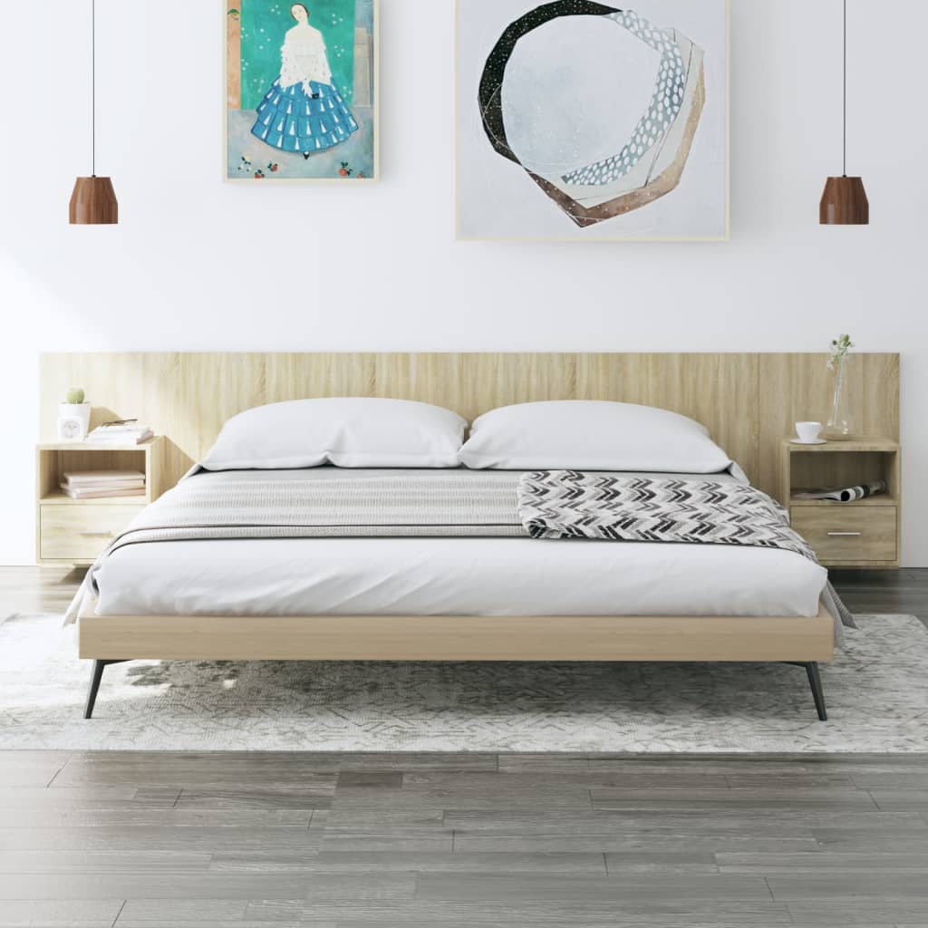 Berkfield Bed Headboard with Cabinets Sonoma Oak Engineered Wood