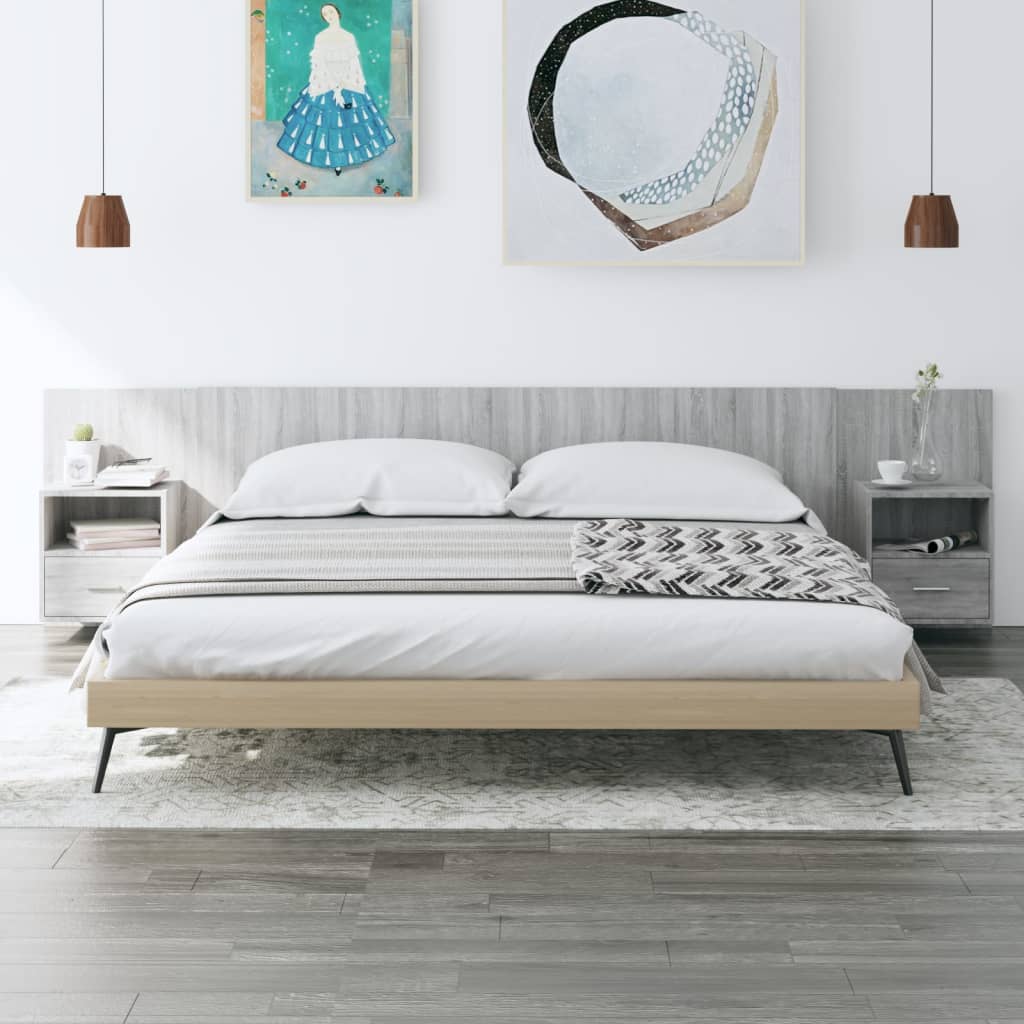 Berkfield Bed Headboard with Cabinets Grey Sonoma Engineered Wood